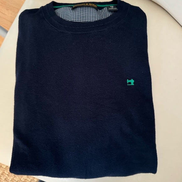 SCOTCH & SODA Classic Wool Cotton Blend Crewneck Sweater Blue Lightweight Size M - Picture 9 of 14